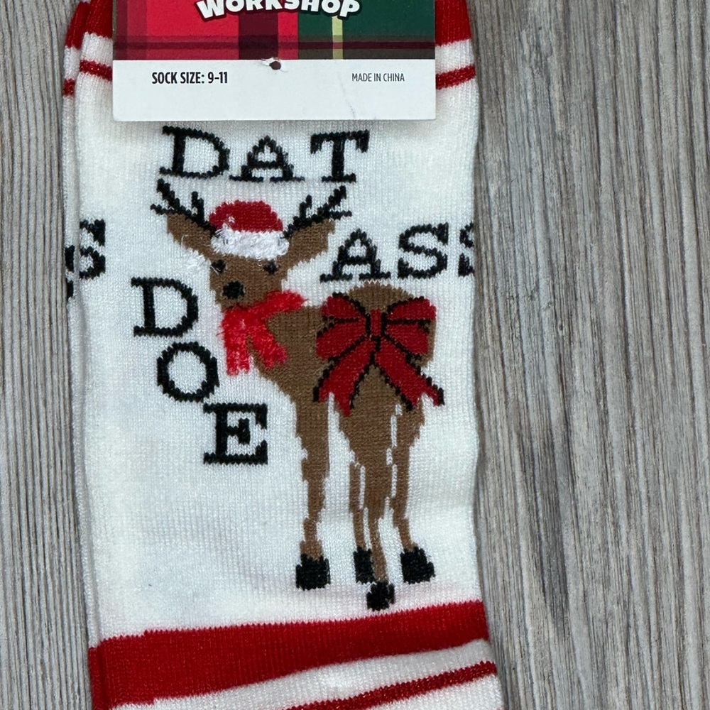 Naughty Reindeer Socks - Red and White